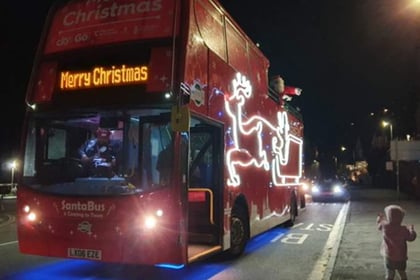 Santa bus to head through Liskeard this evening 