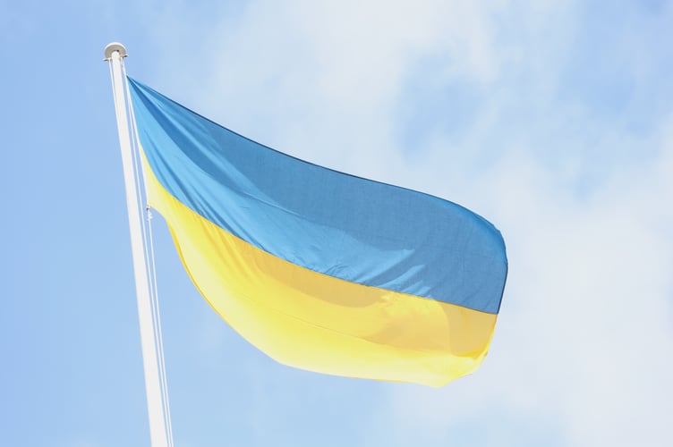 The Ukrainian flag is flown above 10 Downing Street in London, following the Russian invasion of Ukraine. Picture date: Wednesday March 9, 2022.