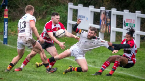 St Austell’s Konnor Ewudzi gets shirty during Saturday’s game       