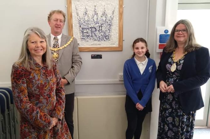 The Royal Crown mural is one of two created by Saltash schoolchildren that will be on permanent display at the town’s library.