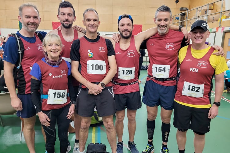 Colin Bunting with his Tamar Trotters team-mate ahead of his 100th marathon