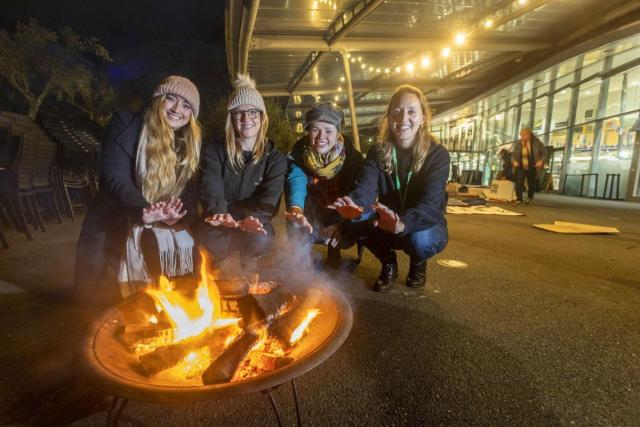 At last month’s Eden Sleep Out, from left: singer Suzie Mac, St Petrocs’ associate director of fund-raising and communications, Lois Wild, Amber’s fund-raising manager, Rebecca Fry and Eden’s outreach officer, Lucy Flatman