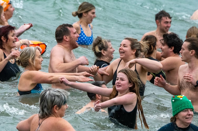 The New Year’s Day swim at Gorran Haven