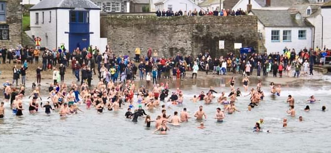 The New Year’s Day swim at Gorran Haven