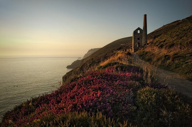 Cornwall coast with tin mine