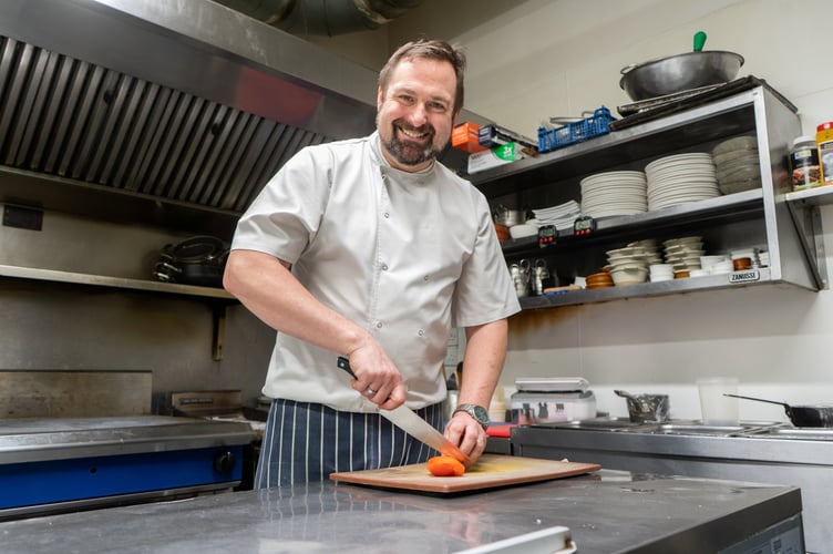 Matthew Osborne from the Commercial Pub, who has been helping cook meals for St Just Primary School as they look to find a new chef