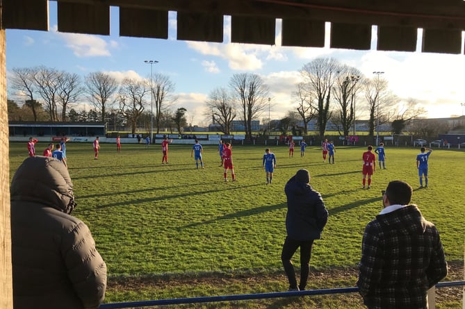 Liskeard Athletic v Newquay at Lux Park in the January sunshine.