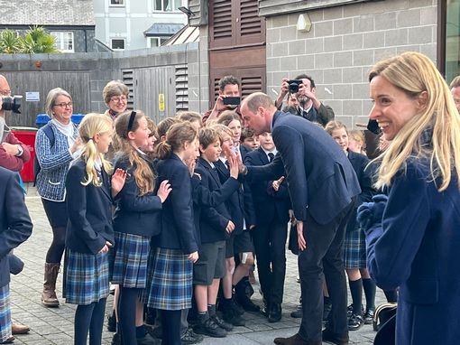 Prince William high-fives pupils of Truro School