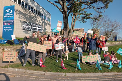 Teachers strike at Cornish schools