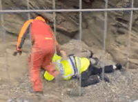 VIDEO: Scuffle breaks out ahead of Whipsiderry cliff demonstration 