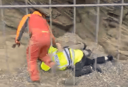 VIDEO: Scuffle breaks out ahead of Whipsiderry cliff demonstration 
