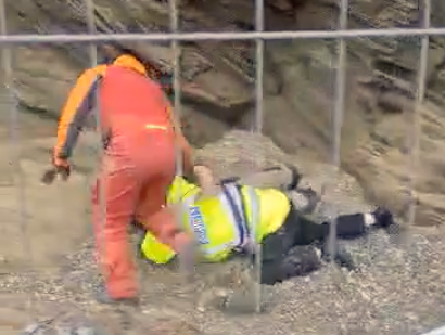 VIDEO: Scuffle breaks out ahead of Whipsiderry cliff demonstration 