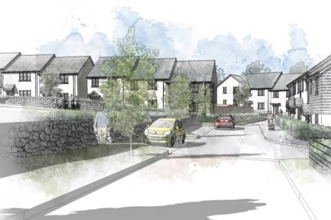 Artist's impression of the proposed development of 48 affordable homes on land off Treverbyn Road in St Austell