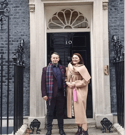 Craig Jones with his wife Charmain outside 10 Downing Street