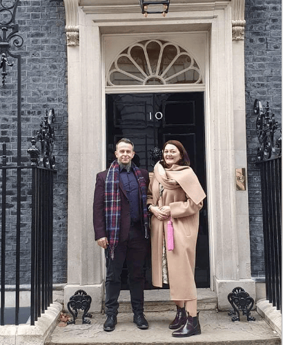 Craig Jones with his wife Charmain outside 10 Downing Street