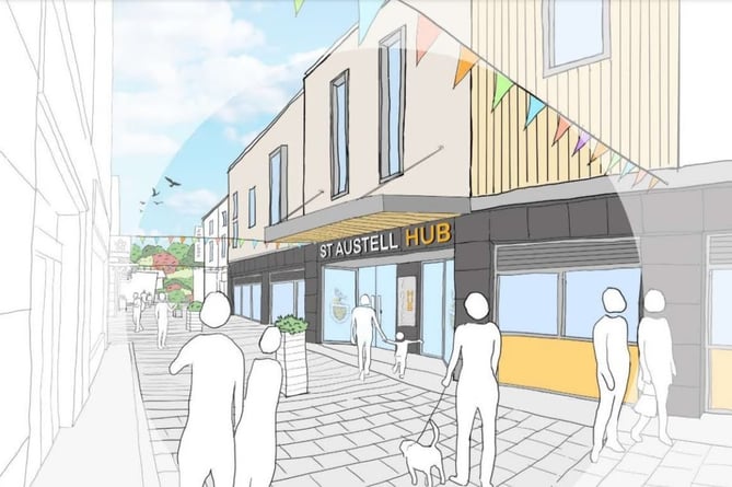 Artist's impression of what the proposed new Cornwall Council hub in White River Place, St Austell, could look like