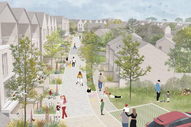 Artist’s impression of one of the streets which would be created as part of the 320-home development planned at Trannack Farm