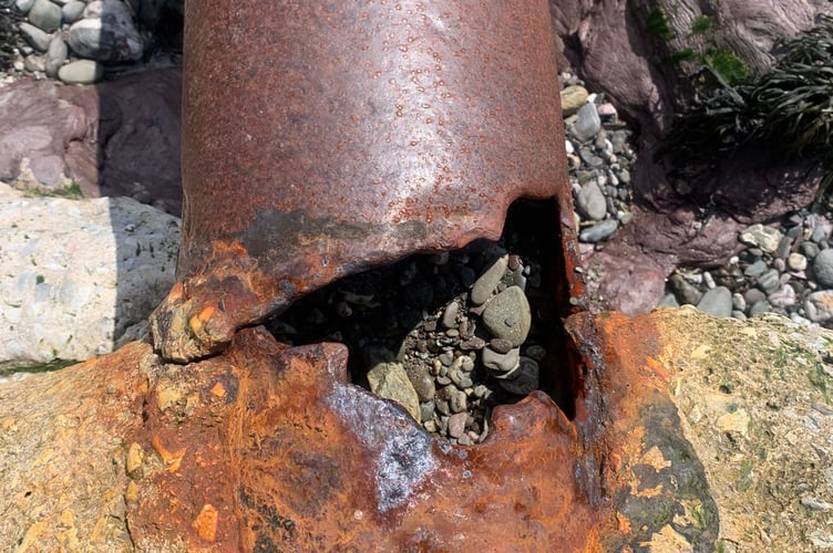 The pipe on Downderry beach has been blocked for many years with sand and grit