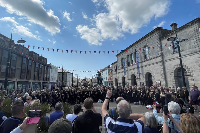 Truro Rock Choir performing on Lemon Quay