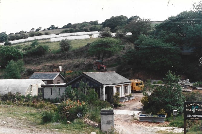 Chacewater Vineyard, the smallholding where Jack Lindsay and his sisters grew up. The caravan they lived in is just visible 