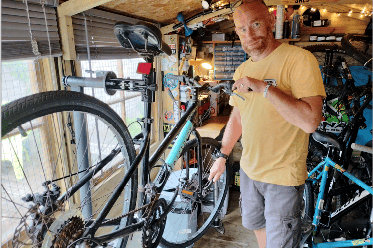 Newquay’s Matt Potter in his bike shed