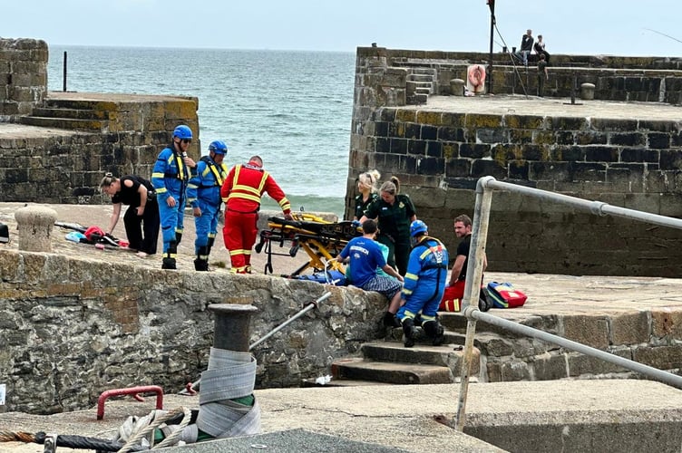 St Austell Coastguard in attendance at Charlestown Harbour