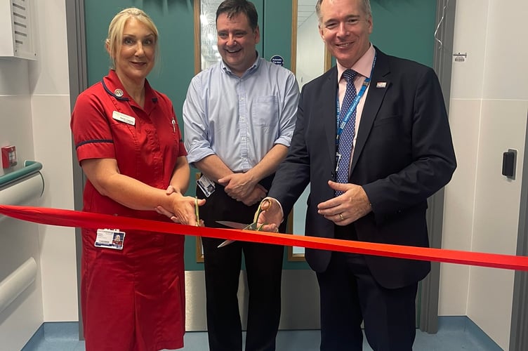 At the new Lowen Ward ribbon cutting, left to right, clinical matron cancer services Sarah Caskey, consultant hematologist and associate medical director Bryson Pottinger, and CEO Steve Williamson