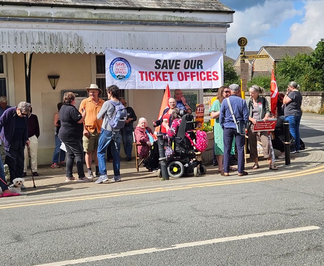 Protest mounted outside Liskeard Train Station's ticket office 