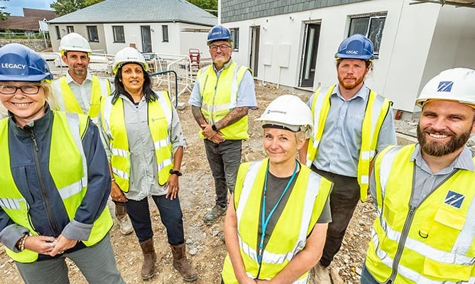 Legacy Homes customer care manager Carolyn Evans, Westward technical surveyor Shaun Rendle, Westward development officer Chetna Tucker, Legacy Homes project manager Graham Lamb, Westward project delivery manager Karen Hulbert, Legacy Homes site manager Joe Cole and Taylor Lewis employer’s agent Greg Robinson