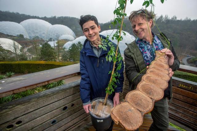 Evan Smith presenting the plant to the Eden Project