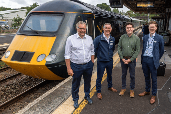 Steve Double with Network Rail’s Chris Fuoco, the Rail Minister Huw Merriman and GWR’s Tom Pierpoint (Picture: Paul Williams)