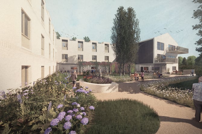 Artist's impression of the courtyard of the redeveloped Hendra Court care home