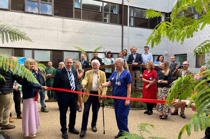 Explorer Robin Hanbury-Tennison officially opens the new healing garden at the Royal Cornwall Hospital