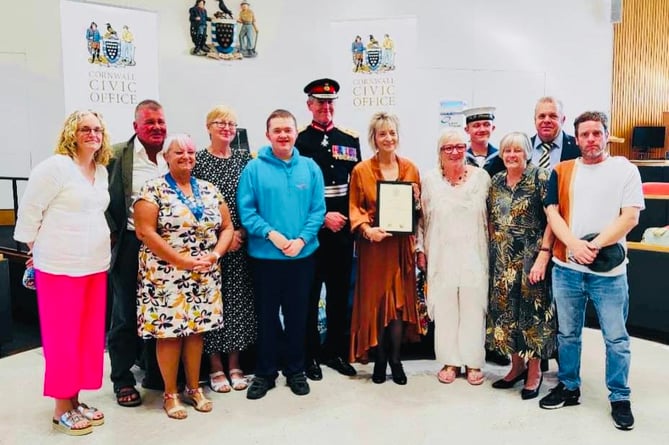 The Lord-Lieutenant of Cornwall, Colonel Edward Bolitho, presented DISC volunteers with a certificate at County Hall