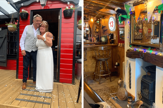 Lee and Sharon getting married in the shed and the inside of it