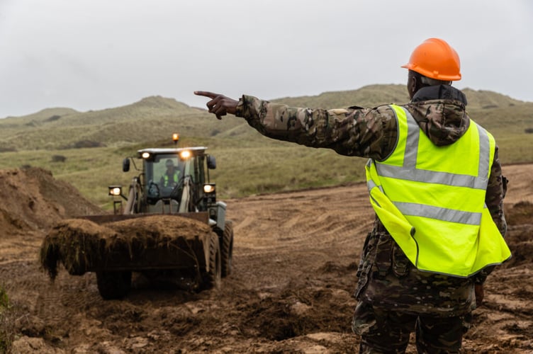 Army personnel working on the Penhale dunes