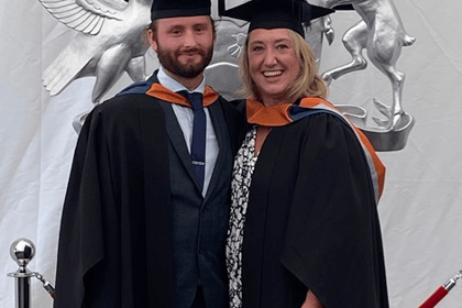 Mother and son share graduation ceremony