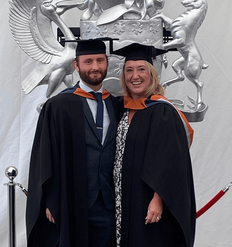 Zac and Andrea Trewhela at their graduation 