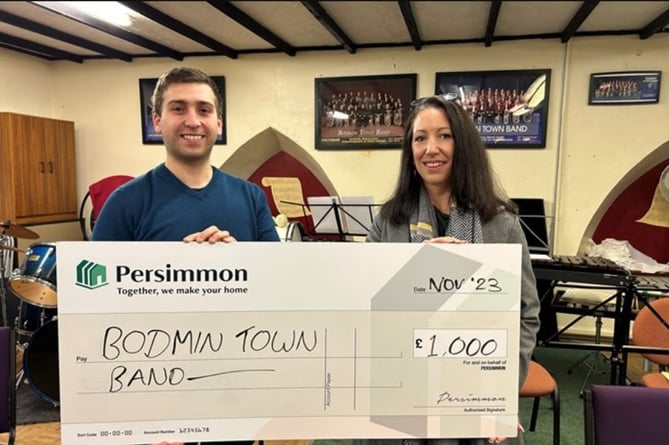 Bodmin Town Band's £1,000 donation