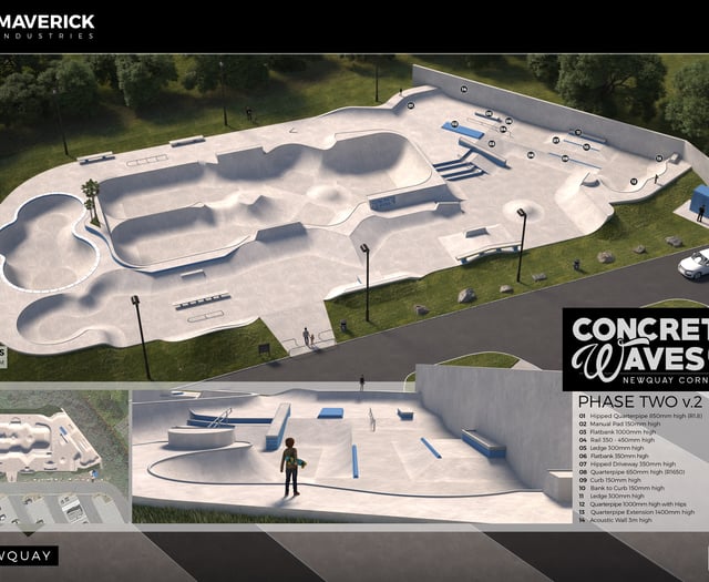 Work is underway on phase two of Newquay's popular skatepark