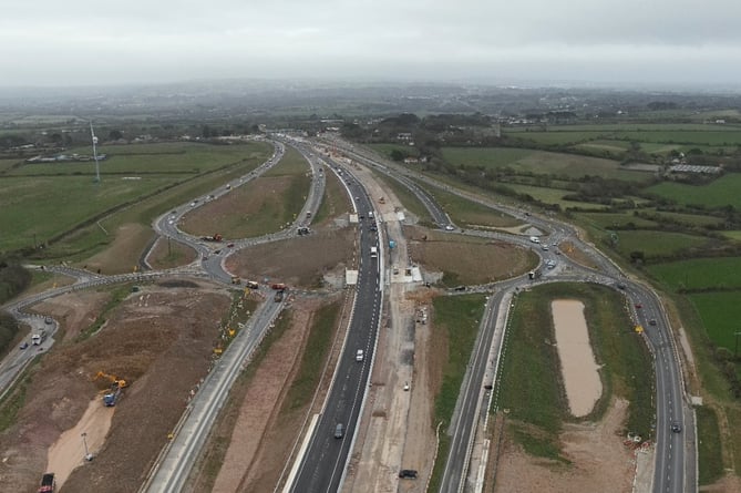 traffic using the newly opened flyover at the Chiverton interchange