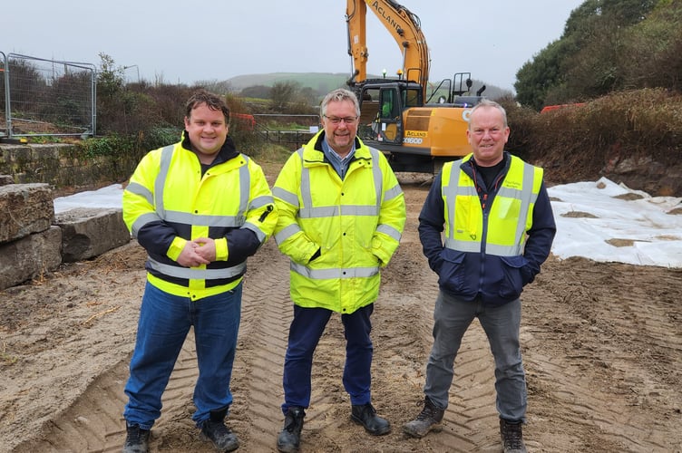 James Mustoe, Steve Double and Mike Ward at Pentewan