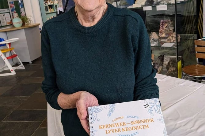 Diana Trudgeon with her Cornish-English cookery book