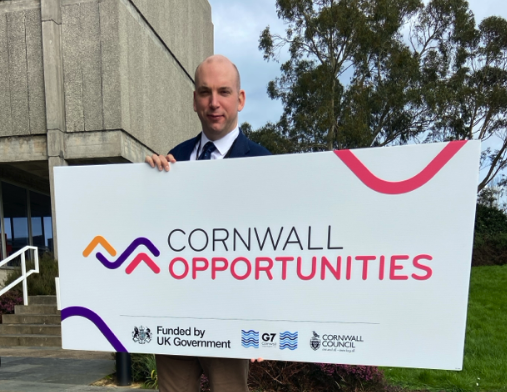 Cllr Louis Gardner launching the Cornwall Opportunities website