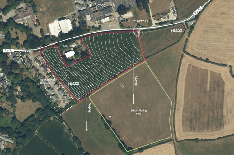 The area of land in Tregony which could see the development of 56 properties