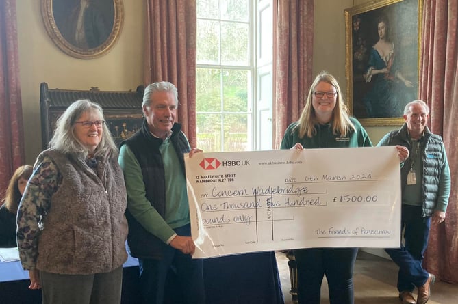 The Friends of Pencarrow presenting a cheque to Concern Wadebridge