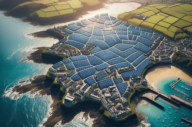 A mock-up by Jamie Crossman of what the solar industrialisation of Mid Cornwall might look like