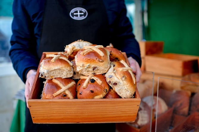 Hot cross buns at Truro Farmers' Market