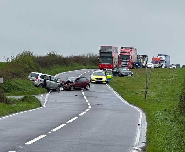 Road closed for hours following multi car collision 