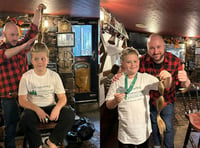 Young rugby player has long hair cut off in aid of children's hospice